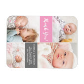 ピンク2人目の女の子フォトコラージュありがとうカスタム マグネット (横)