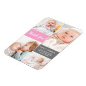 ピンク2人目の女の子フォトコラージュありがとうカスタム マグネット (左側)