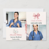 ピンク2写真水彩看護学校卒業 案内状 (正面)