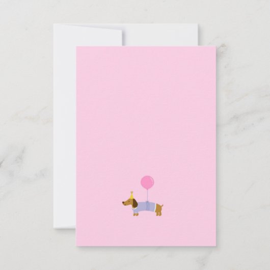 ピンク2匹が犬を連れて2回目の誕生日招待状 招待状 (裏面)