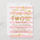 ピンク2歳の招待状トゥインクルリトルスター 招待状 (正面)