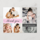 ピンク2番目のベビー誕生フォトコラージュ 案内ポストカード (正面)