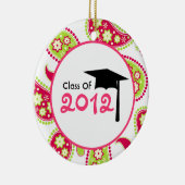 ピンク2012及び緑のペイズリーの卒業のクラス セラミックオーナメント (右)