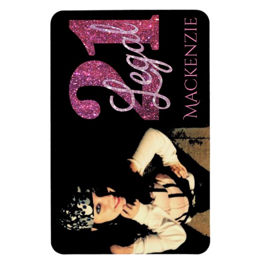 ピンク21とリーガル |モダン誕生日21日の写真 マグネット (縦)