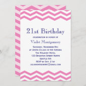 ピンク21歳の誕生日の招待状 招待状 (正面/裏面)