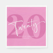ピンク220th20誕生日パーティー スタンダードランチョンナプキン (正面)