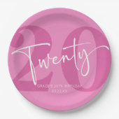 ピンク220th20誕生日パーティー ペーパープレート (正面)