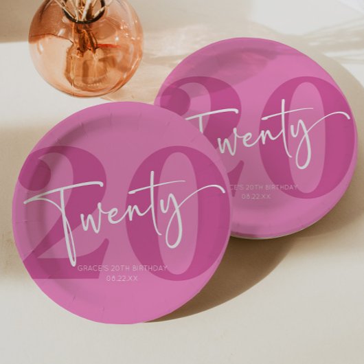 ピンク220th20誕生日パーティー ペーパープレート