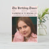 ピンク25th誕生日パーティー新聞カバーフォト 招待状 (スタンド正面)