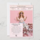 ピンク25th誕生日パーティー新聞カバーフォト 招待状 (裏面)