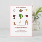 ピンク2ndロデオカウボーイ子供の誕生日 招待状 (スタンド正面)