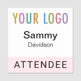 ピンク2x2出席者バッジイベントロゴピンまたはマグネット 名札