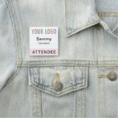 ピンク2x2出席者バッジイベントロゴピンまたはマグネット 名札 (インサイチュ)