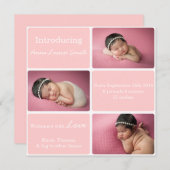 ピンク3の写真の誕生の発表 案内状 (正面/裏面)