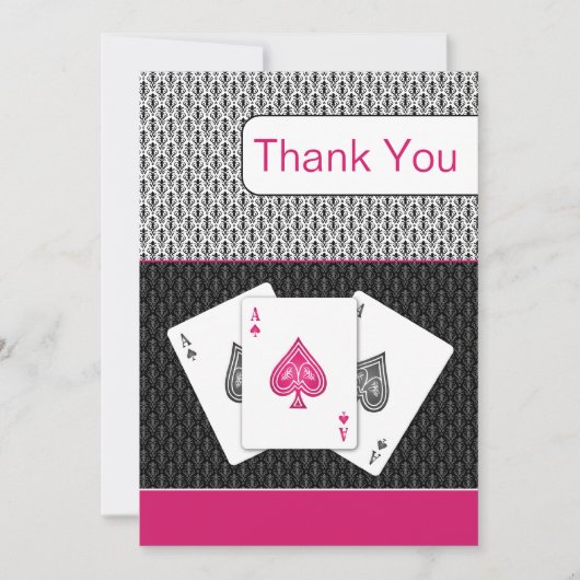 ピンク3エース結婚ベガスサンキューカード サンキューカード (正面)