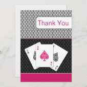 ピンク3エース結婚ベガスサンキューカード サンキューカード (正面/裏面)