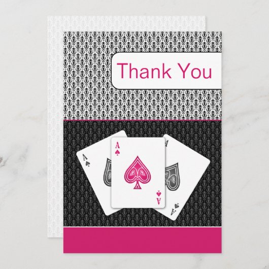 ピンク3エース結婚ベガスサンキューカード サンキューカード (正面/裏面)