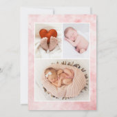 ピンク3フォトコラージュ誕生のお知らせカード 案内状 (裏面)