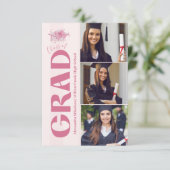 ピンク3写真コケット弓の卒業 案内状 (スタンド正面)