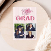 ピンク3写真コケット弓卒業パーティー 案内状