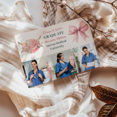 ピンク3写真水彩看護学校卒業 案内状