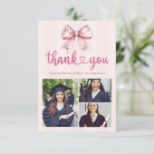 ピンク3写真赤面ボウ卒業パーティー サンキューカード (スタンド正面)