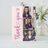 ピンク3写真赤面ボウ卒業パーティー サンキューカード (スタンド正面)