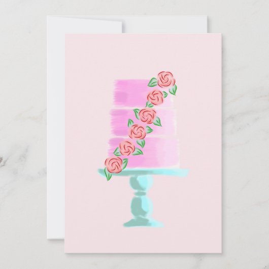 ピンク3層ケーキ 招待状 (正面)