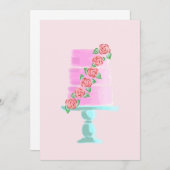 ピンク3層ケーキ 招待状 (正面/裏面)