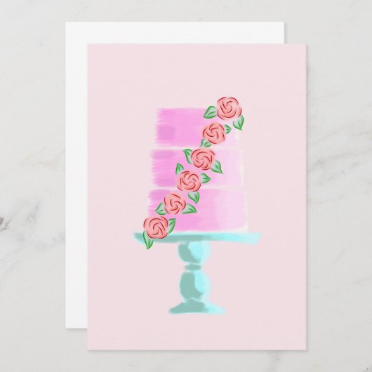 ピンク3層ケーキ 招待状 (正面/裏面)