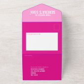 ピンク3枚の写真55th Birthdayパーティー オールインワン招待状 (外側)