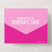 ピンク3枚の写真55th Birthdayパーティー オールインワン招待状 (裏面)