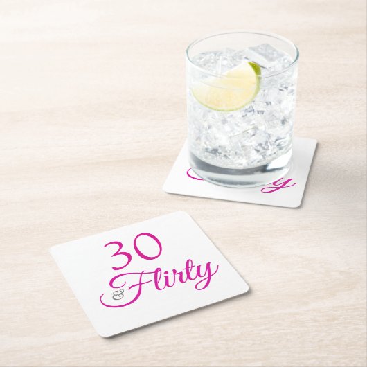 ピンク30と気のあるそぶりをした誕生日 スクエアペーパーコースター (インサイチュ)