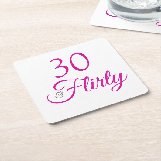 ピンク30と気のあるそぶりをした誕生日 スクエアペーパーコースター (アングル)