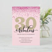 ピンク30と素晴らしい誕生日パーティーの招待 招待状 (スタンド正面)