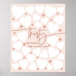 ピンク30の理由私たちはあなたを愛するハート誕生日 ポスター