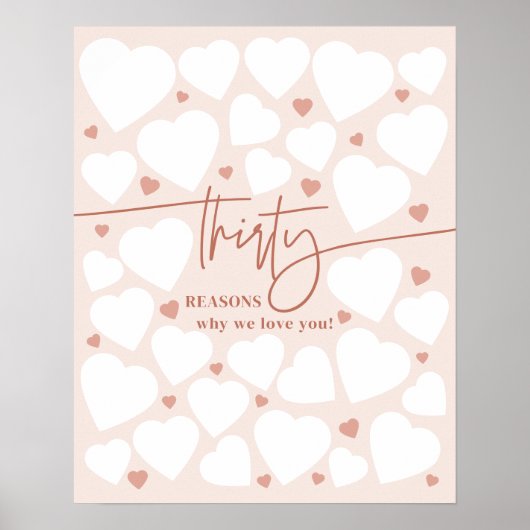 ピンク30の理由私たちはあなたを愛するハート誕生日 ポスター (正面)