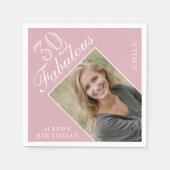 ピンク30歳と素晴エレガントらしい写真30歳の誕生日 スタンダードカクテルナプキン (正面)