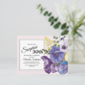 ピンク30歳の誕生日に紫色の水彩フローラ ポストカード (スタンド正面)