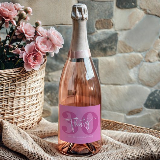 ピンク30歳の誕生日パーティーギフト スパークリングワインラベル