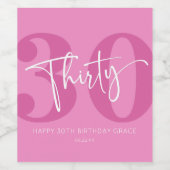 ピンク30歳の誕生日パーティーギフト ワインラベル (シングルラベル)