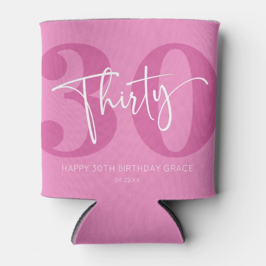 ピンク30歳の誕生日パーティーギフト 缶クーラー (正面)