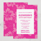 ピンク30歳の誕生日招待状トロピカルハワイ 招待状 (正面/裏面)