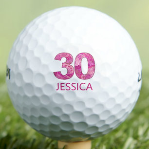 ピンク30歳誕生日ゴルファーギフト - エレガントなペイズリー ゴルフボール
