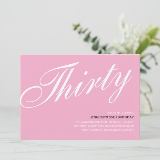 ピンク30th誕生日招待状 招待状 (スタンド正面)