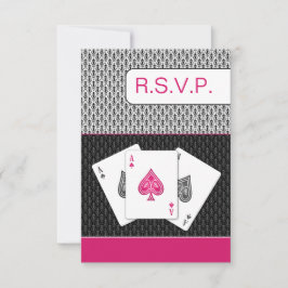 ピンク3 aces vegas wedding rsvp card, 3.5 x 5
