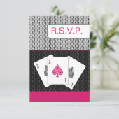 ピンク3 aces vegas wedding rsvp card, 3.5 x 5 (スタンド正面)