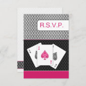 ピンク3 aces vegas wedding rsvp card, 3.5 x 5 (正面/裏面)
