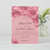 ピンク3dフローラ結婚ズ 招待状 (スタンド正面)
