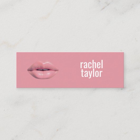 ピンク3Dホットメイクビジネスカード スキニー名刺 (正面)